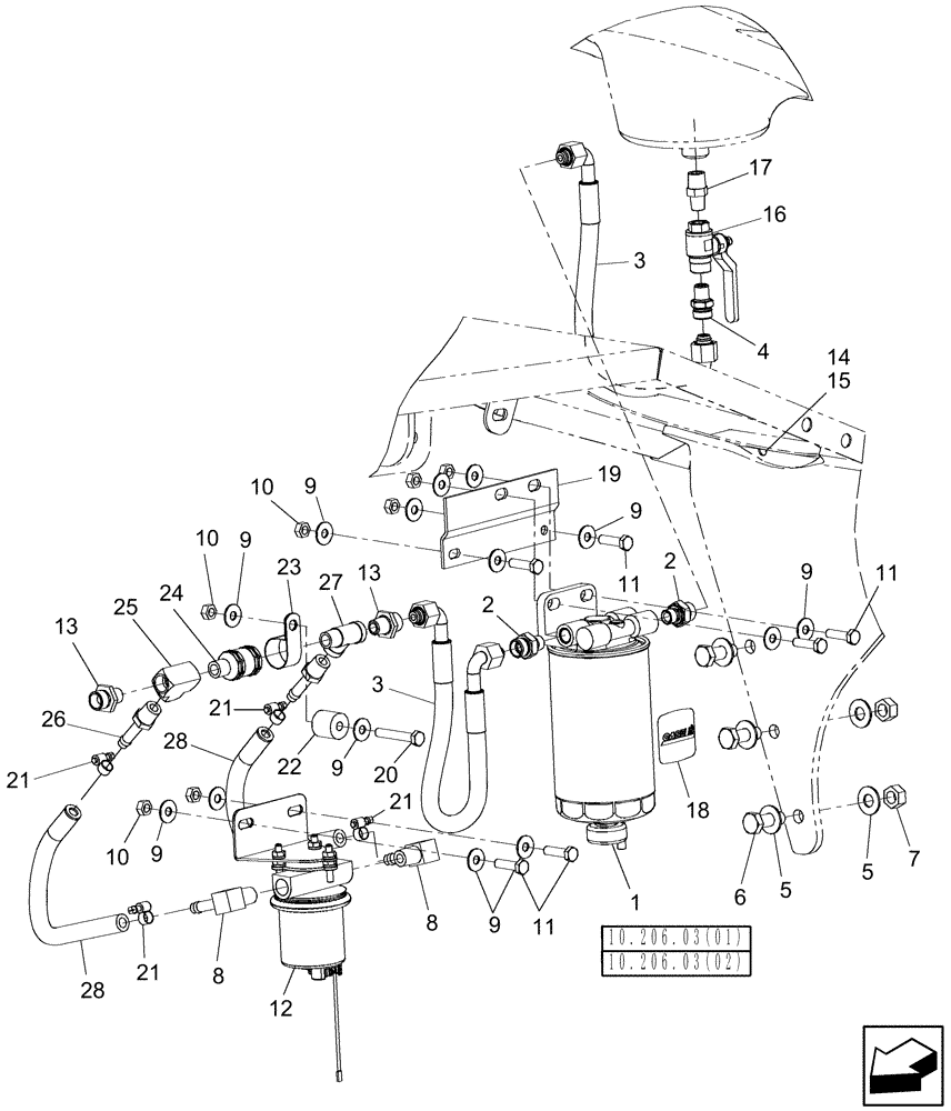 Схема запчастей Case IH 8010 - (10.246.03[05]) - FUEL SYSTEM - 9010 (10) - ENGINE