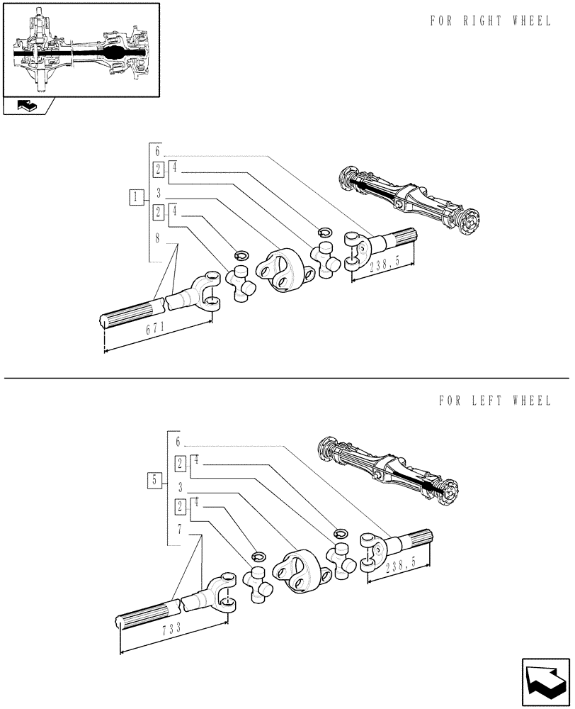 Схема запчастей Case IH PUMA 125 - (1.40. 9/10A[01A]) - SHAFT ARTICULATED - BREAKDOWN - D5954 - C6449 (VAR.330427) (04) - FRONT AXLE & STEERING