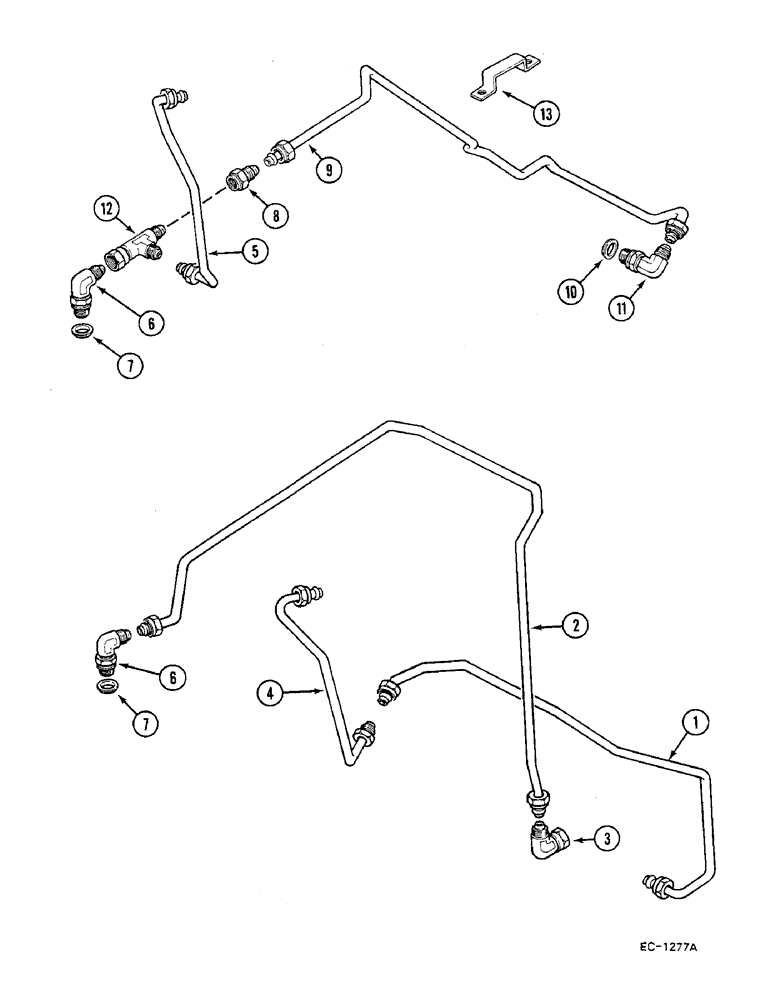Схема запчастей Case IH 685 - (5-268) - STEERING PIPES REAR - 4 WHEEL DRIVE, 685 : 18001-, 885 : 18001- (05) - STEERING