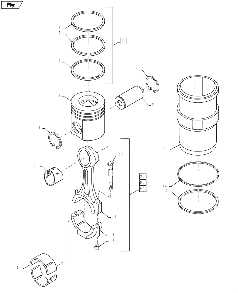 Схема запчастей Case IH 4420 - (03-019) - PISTONS, CONNECTING RODS (01) - ENGINE