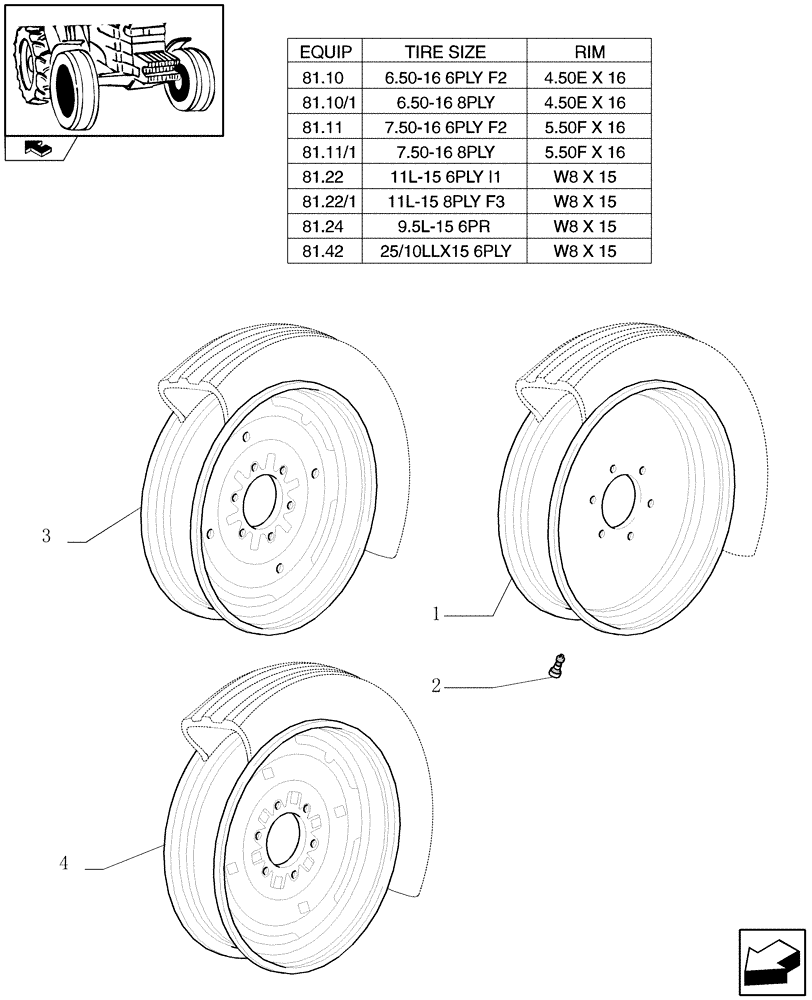 Схема запчастей Case IH FARMALL 75C - (81.00) - FRONT WHEELS - 2WD (11) - WHEELS/TRACKS