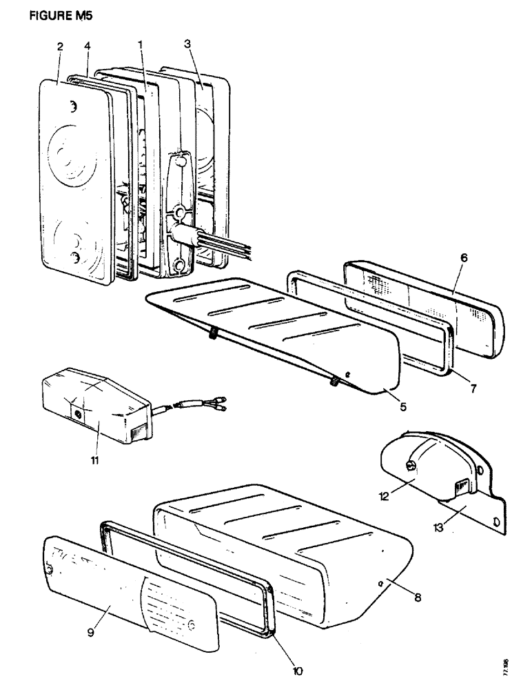 Схема запчастей Case IH 1412 - (M5-1) - ELECTRICAL EQUIPMENT, SIDE LAMPS AND REAR LAMPS (06) - ELECTRICAL SYSTEMS