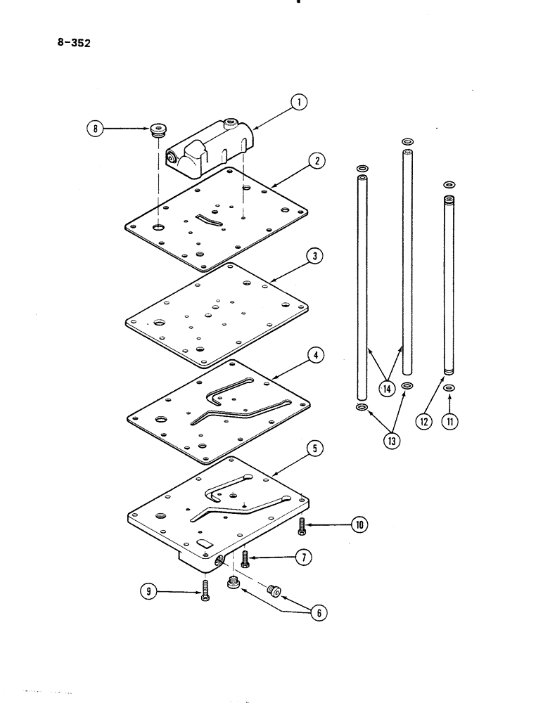Схема запчастей Case IH 485 - (8-352) - REGULATOR VALVE & PLATE, FORWARD & REVERSE, TRACTORS WITH FORWARD AND REVERSE, P.I.N. 18001 & AFTER (08) - HYDRAULICS