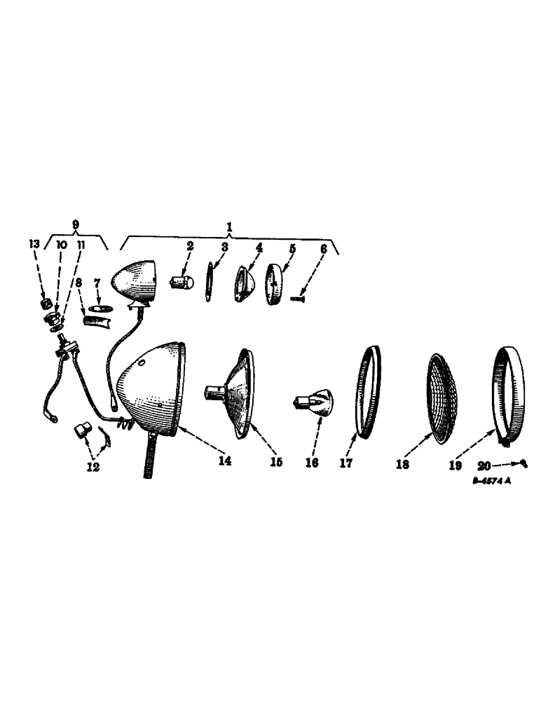 Схема запчастей Case IH FARMALL CUB - (08-18) - ELECTRICAL, COMBINATION REAR LIGHT AND TAIL LIGHT (06) - ELECTRICAL