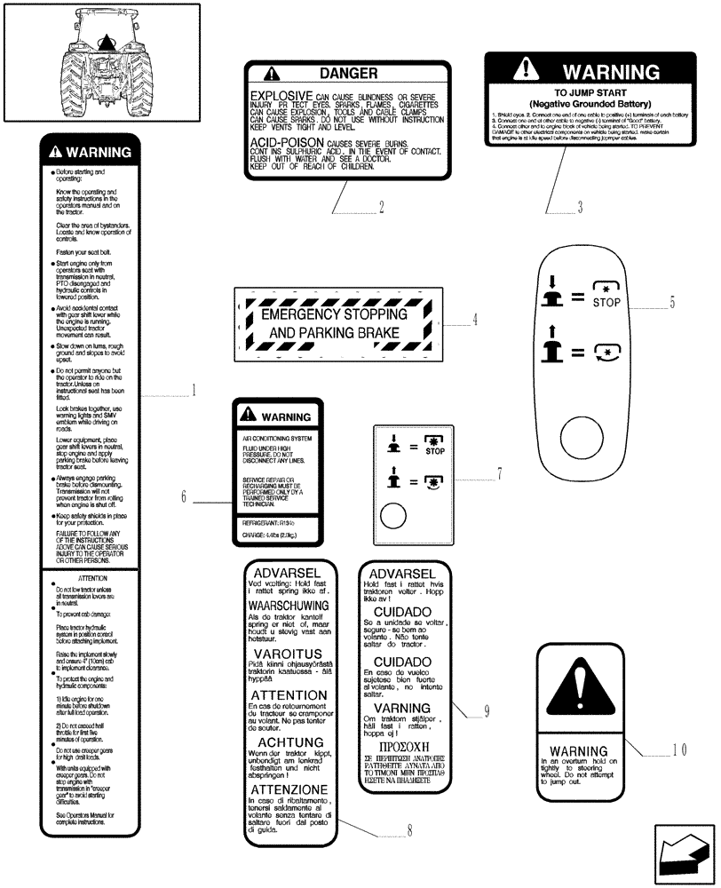Схема запчастей Case IH JX90U - (1.98.0/01[01]) - (VAR.007) NASO - DECALS & INSTRUCTION PLATES (13) - DECALS