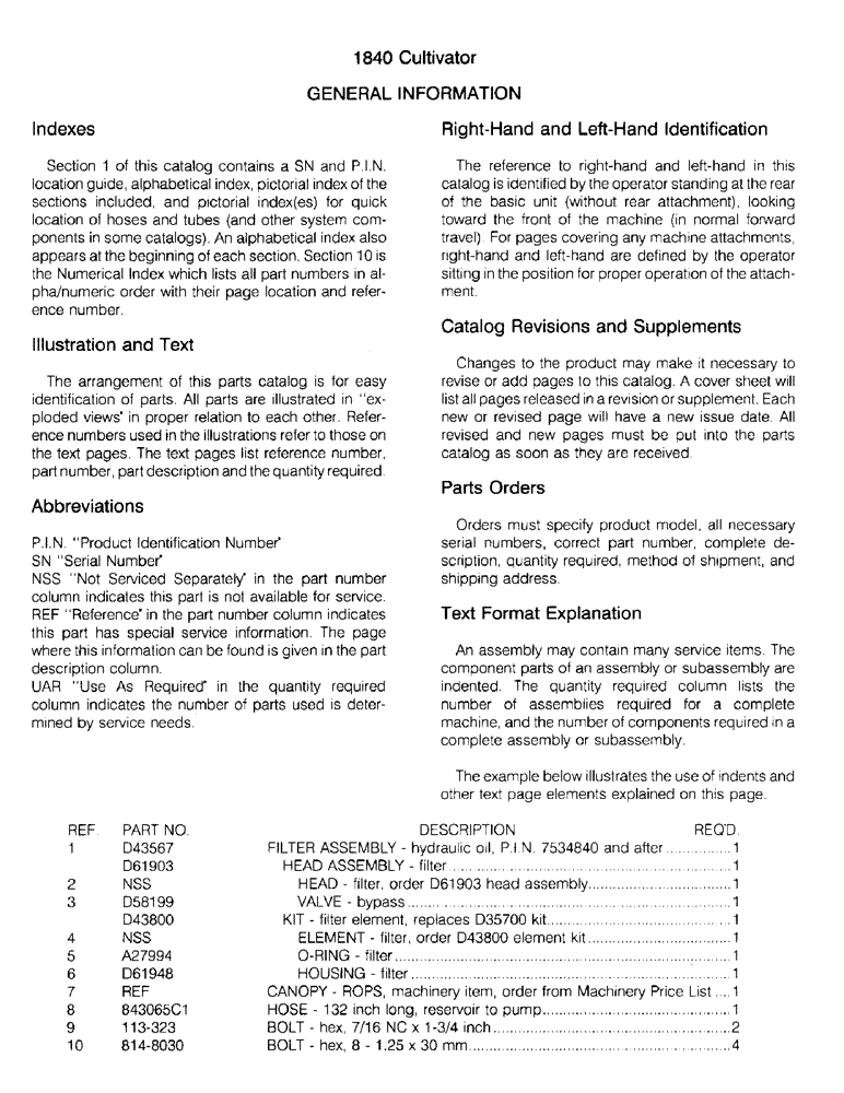 Схема запчастей Case IH 1840 - (1-4) - GENERAL INFORMATION 