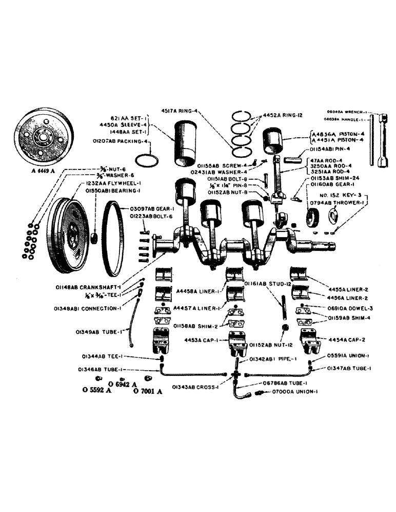 Схема запчастей Case IH LE - (12) - PISTONS, CONNECTING RODS AND CRANKSHAFT 