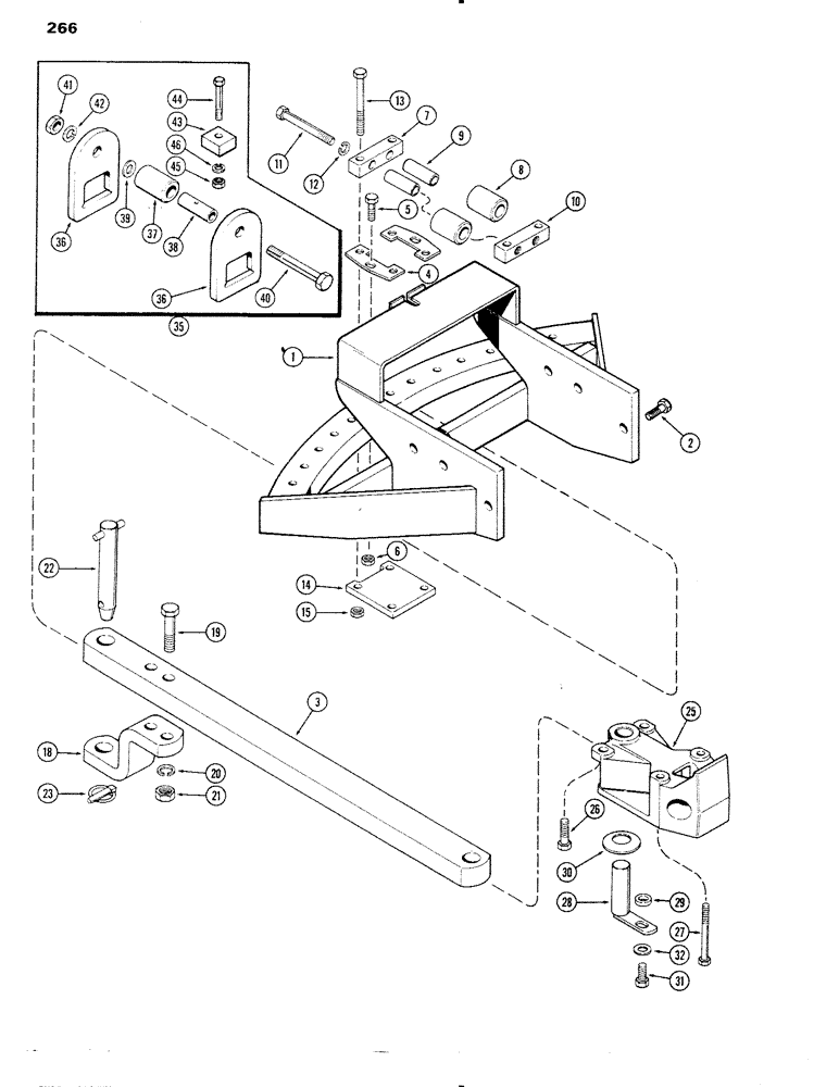 Схема запчастей Case IH 1090 - (266) - DRAWBAR, WITHOUT HITCH (09) - CHASSIS/ATTACHMENTS