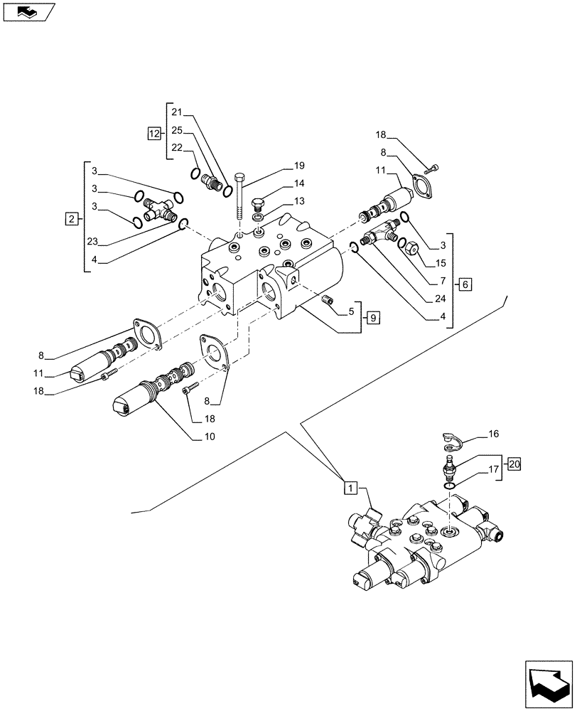 Схема запчастей Case IH PUMA 170 - (31.104.0201[02]) - CREEPER FOR TRANSMISSION WITH ELECTRIC ENGAGEMENT - VALVE - BREAKDOWN (VAR.720146) (31) - IMPLEMENT POWER TAKE OFF