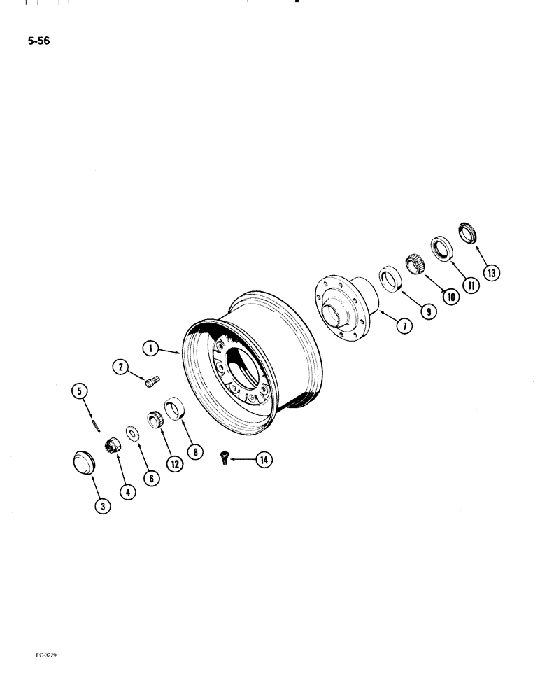 Схема запчастей Case IH 2096 - (5-056) - FRONT WHEEL AND HUB, 8 BOLT HUB (05) - STEERING