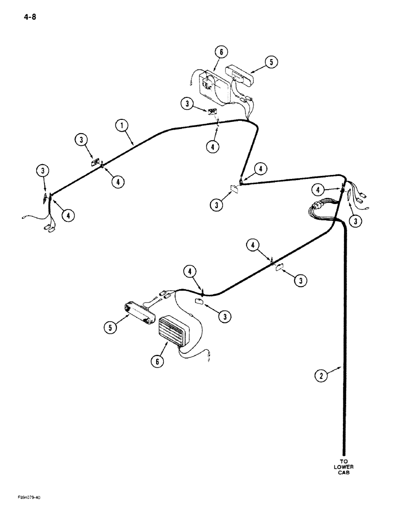 Схема запчастей Case IH 9270 - (4-08) - OVERHEAD ROPS HARNESS (04) - ELECTRICAL SYSTEMS