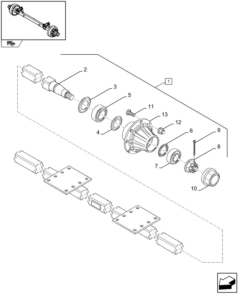 Схема запчастей Case IH LBX332P - (05.01[01]) - SINGLE AXLE WITHOUT BRAKES (05) - AXLE