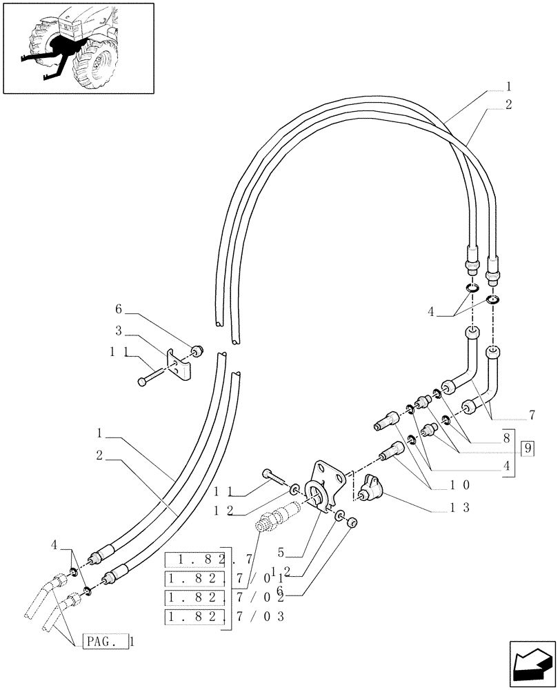 Схема запчастей Case IH MAXXUM 120 - (1.81.9/08[03]) - 4 HYDRAULIC FRONT COUPLERS FOR INTEGRATED FRONT HPL (VAR.331172) (07) - HYDRAULIC SYSTEM