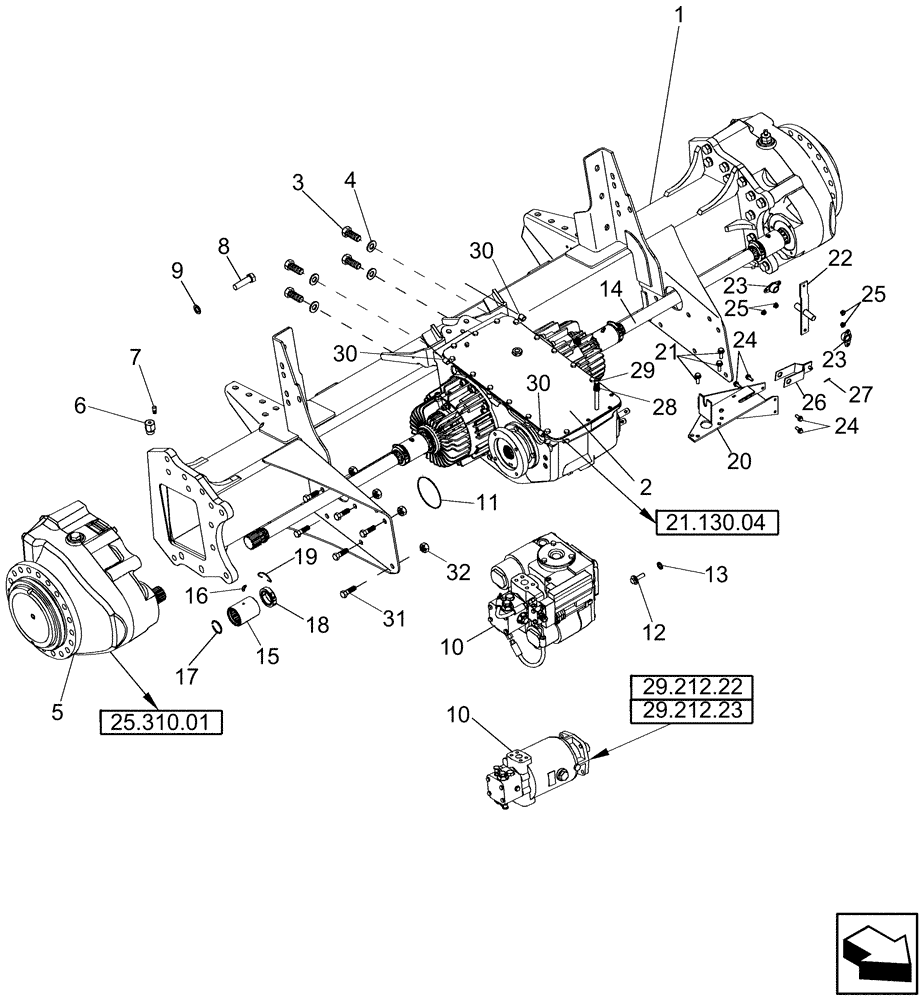 Схема запчастей Case IH 7130 - (44.151.13) - AXLE ASSY - DRIVE (44) - WHEELS
