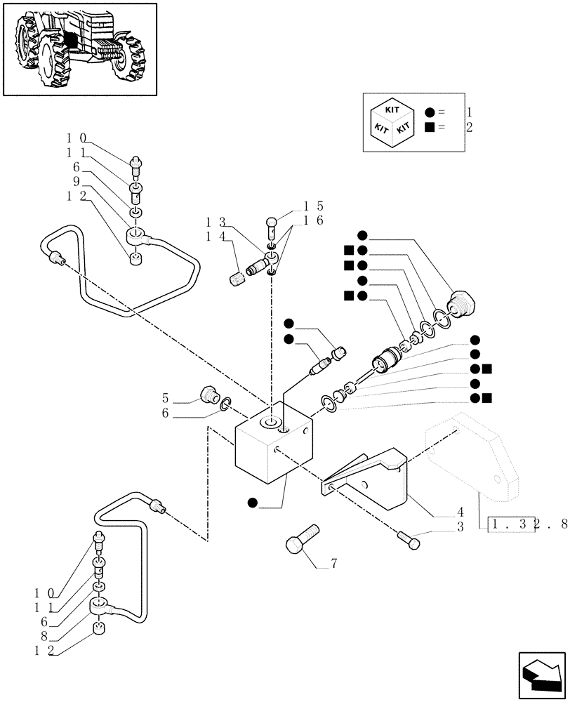 Схема запчастей Case IH PUMA 195 - (1.82.7/12) - (VAR.396) TRAILER BRAKE LOGIC VALVE FOR CLOSED CENTRE LOAD SENSING (07) - HYDRAULIC SYSTEM