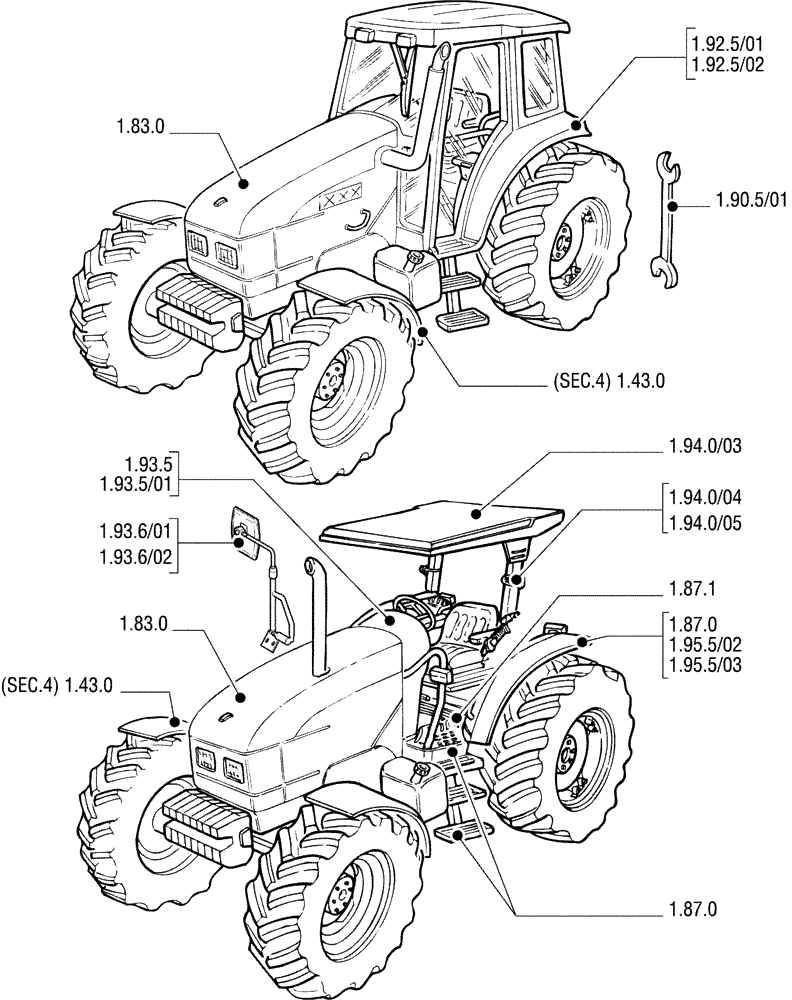Схема запчастей Case IH JX90U - (1.82.9 SEC. 08) - SHEET METAL (08) - SHEET METAL