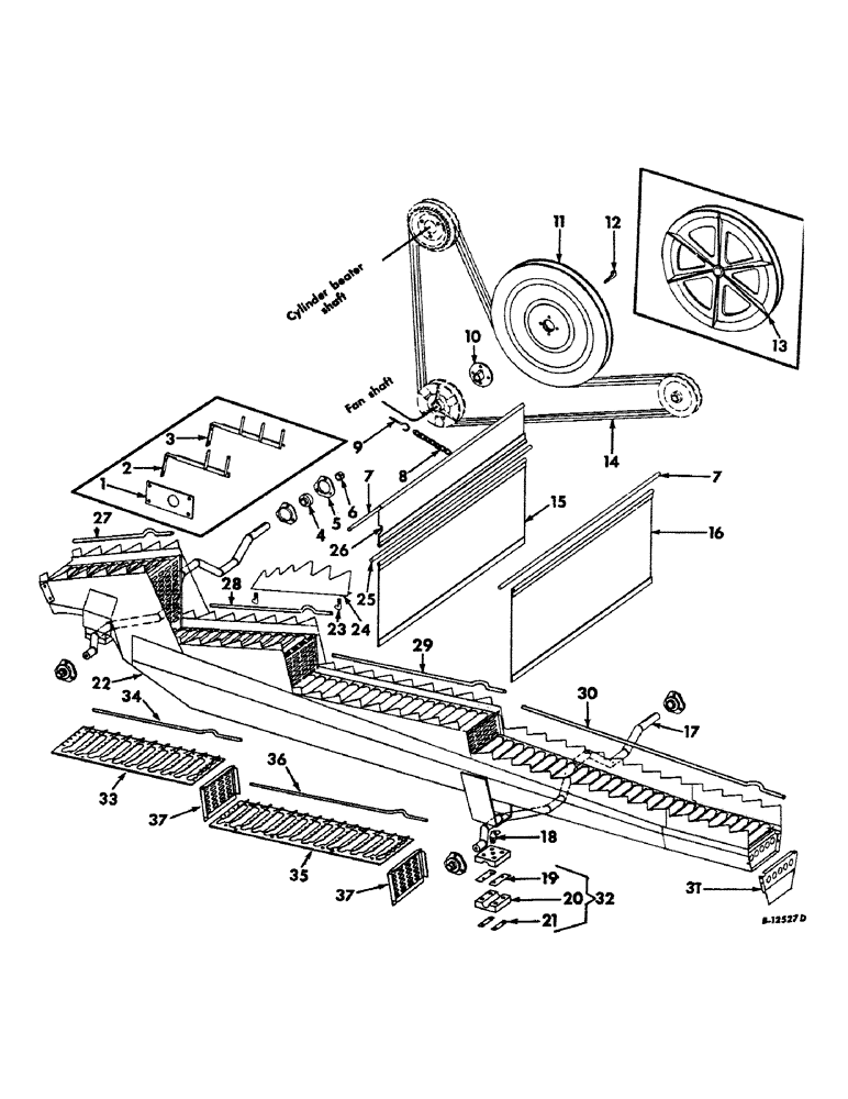 Схема запчастей Case IH 403 - (065) - STRAW RACK AND DRIVE, SLOW SPEED DRIVEN PULLEY AND STRAW RACK RISER ATTACHMENTS (72) - SEPARATION