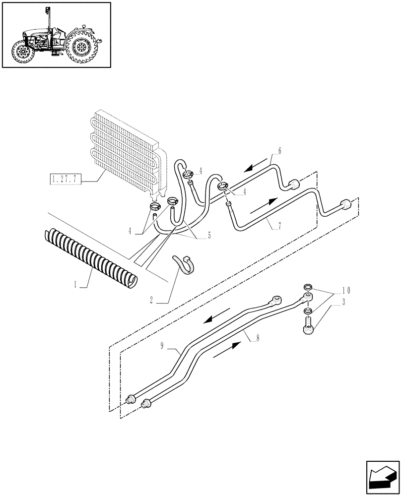 Схема запчастей Case IH JX1075C - (1.27.7/08[01]) - (VAR.064) HYDRAULIC VALVE FOR COMBO COOLER FOR 4WD ELECTRO-HYDRAULIC COUPLING - PIPES (03) - TRANSMISSION