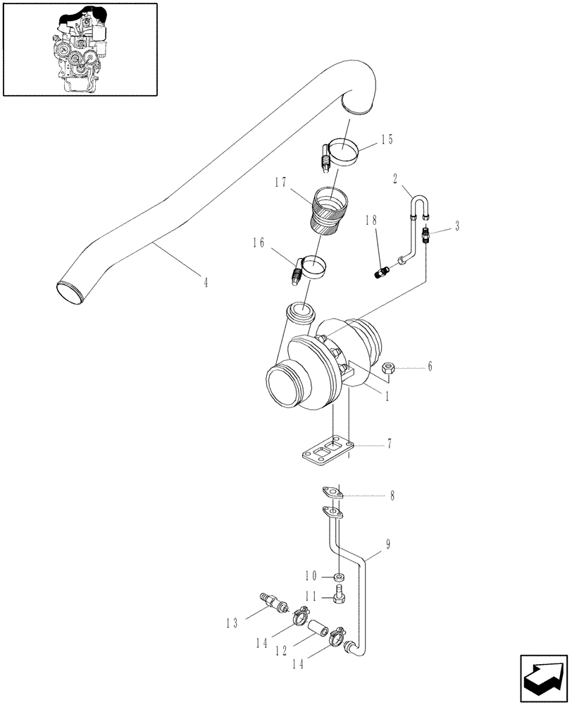 Схема запчастей Case IH WDX2302 - (01.12[01]) - TURBOCHARGER (01) - ENGINE