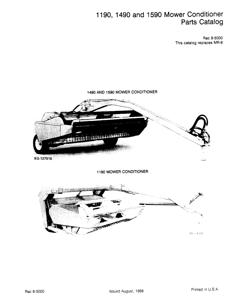 Схема запчастей Case IH 1190 - (1-3) - 1190, 1490 & 1590 MOWER CONDITIONER, PARTS CATALOG (00) - PICTORIAL INDEX