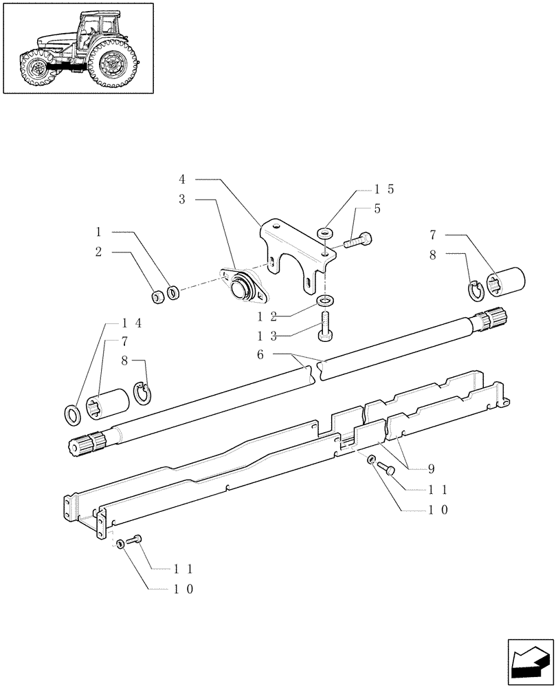 Схема запчастей Case IH JX1070U - (1.38.5) - PROPELLER SHAFT - 4WD - GUARD (04) - FRONT AXLE & STEERING