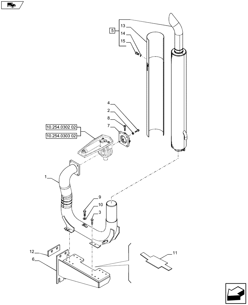 Схема запчастей Case IH PUMA 215 - (10.254.04[01]) - EXHAUST BRAKE - EXHAUST SYSTEM AND SUPPORT (VAR.743040) (10) - ENGINE