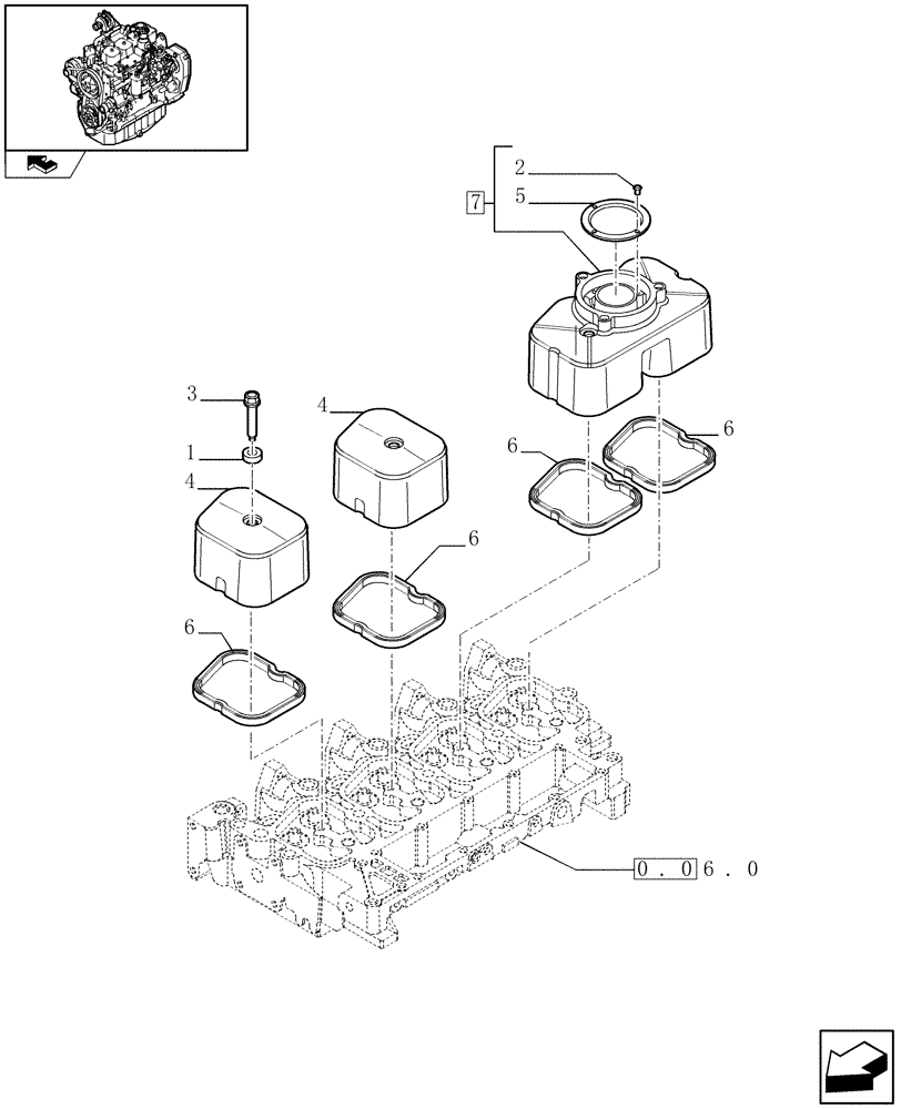 Схема запчастей Case IH F4GE9484A J600 - (0.06.3) - CYLINDER HEAD COVERS (2854492) 