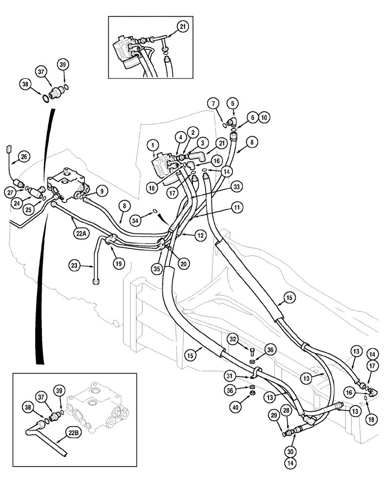 Схема запчастей Case IH MX120 - (05-03) - STEERING PIPES (05) - STEERING