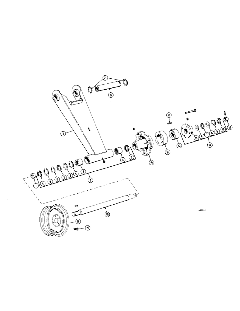 Схема запчастей Case IH 401 - (10) - WHEEL ARM & AXLE, RIGHT HAND TWO WHEEL DRIVE 