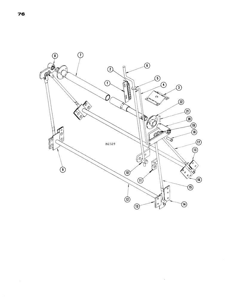 Схема запчастей Case IH 1660 - (076) - CONCAVE ADJUSTING LEVER AND LINKAGE (60) - PRODUCT FEEDING