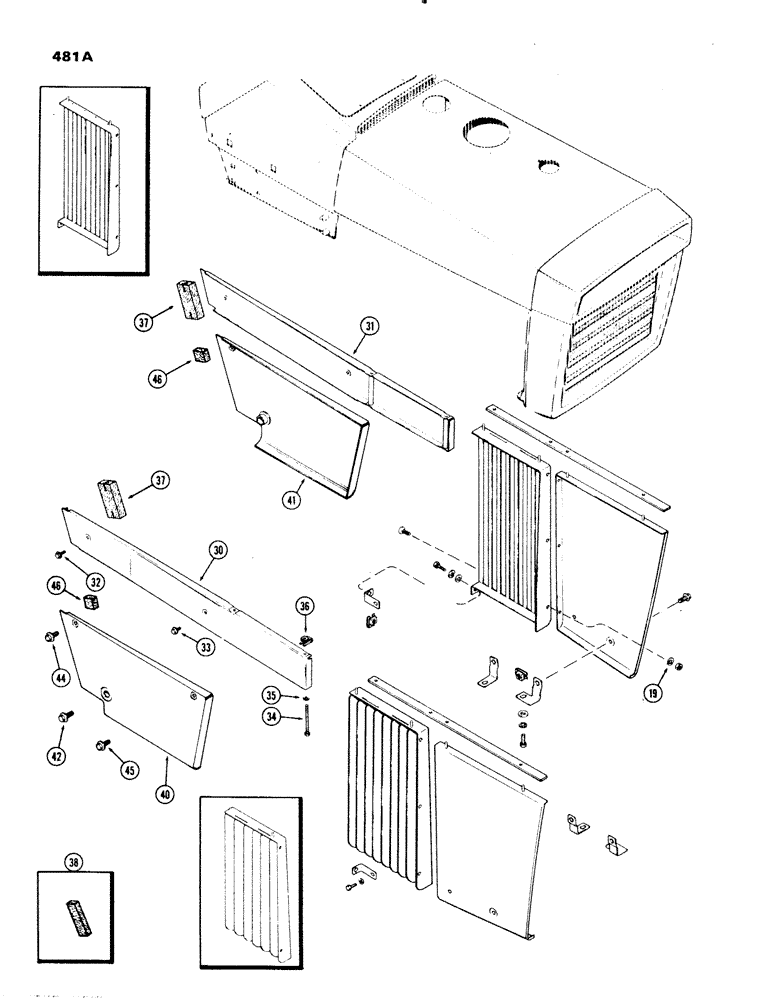 Схема запчастей Case IH 1070 - (0481A) - DECAL PANELS, USED PRIOR TO TRACTOR SERIAL NUMBER 8727601 (09) - CHASSIS/ATTACHMENTS