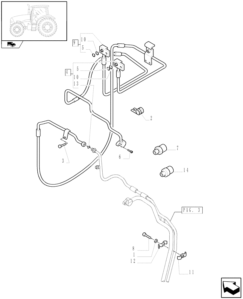 Схема запчастей Case IH PUMA 115 - (1.94.3[04]) - AIR CONDITIONING SYSTEM PIPES - C6663 (10) - OPERATORS PLATFORM/CAB