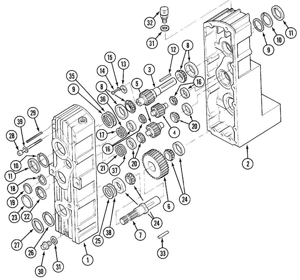 Схема запчастей Case IH MX150 - (06-33) - FRONT P.T.O. TRANSMISSION (21) - TRANSMISSION
