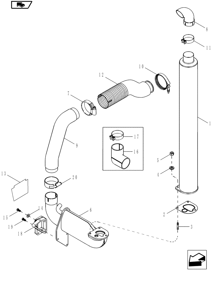 Схема запчастей Case IH MAGNUM 190 - (10.254.03) - EXHAUST SYSTEM (10) - ENGINE