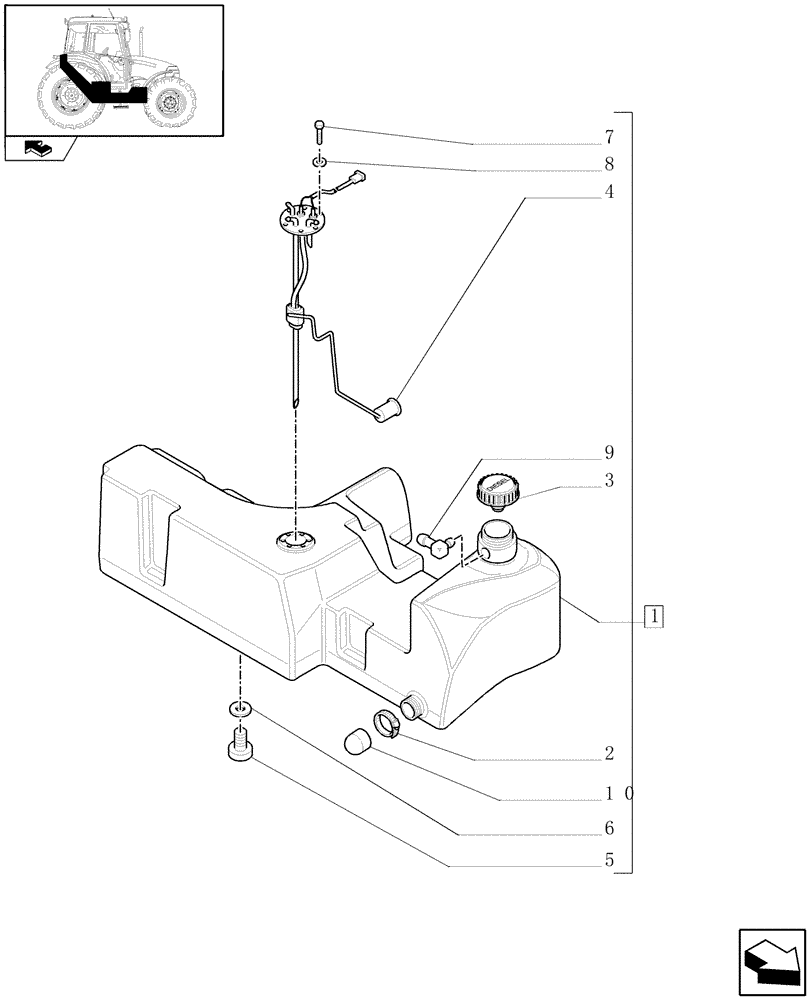 Схема запчастей Case IH FARMALL 90 - (1.14.0[01A]) - FUEL TANK - D6060 - C6435 (02) - ENGINE EQUIPMENT