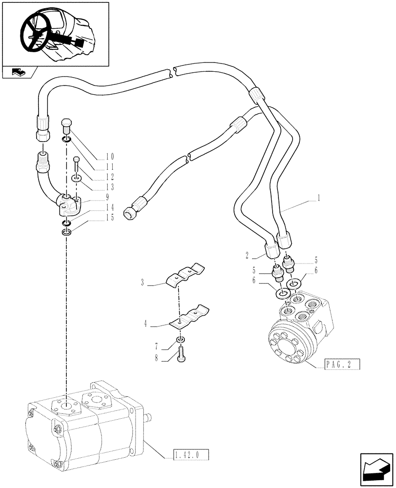 Схема запчастей Case IH FARMALL 65C - (1.92.63[03]) - POWER STEERING PIPES (10) - OPERATORS PLATFORM/CAB