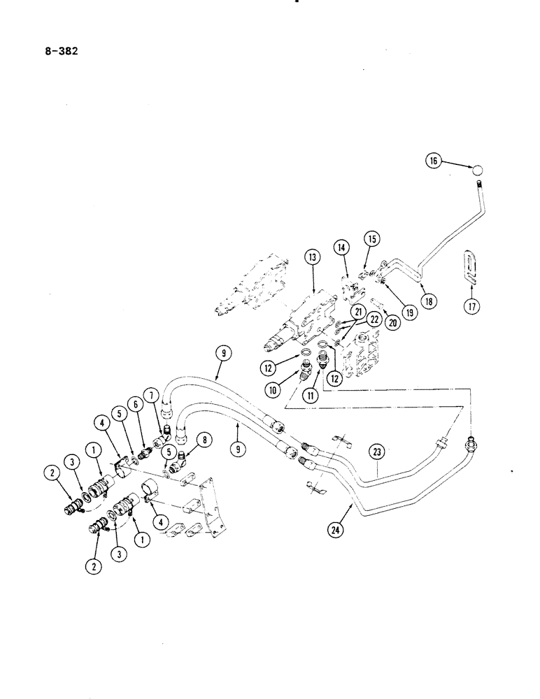 Схема запчастей Case IH 485 - (8-382) - AUXILIARY VALVES, DOUBLE, 2ND BANK (08) - HYDRAULICS