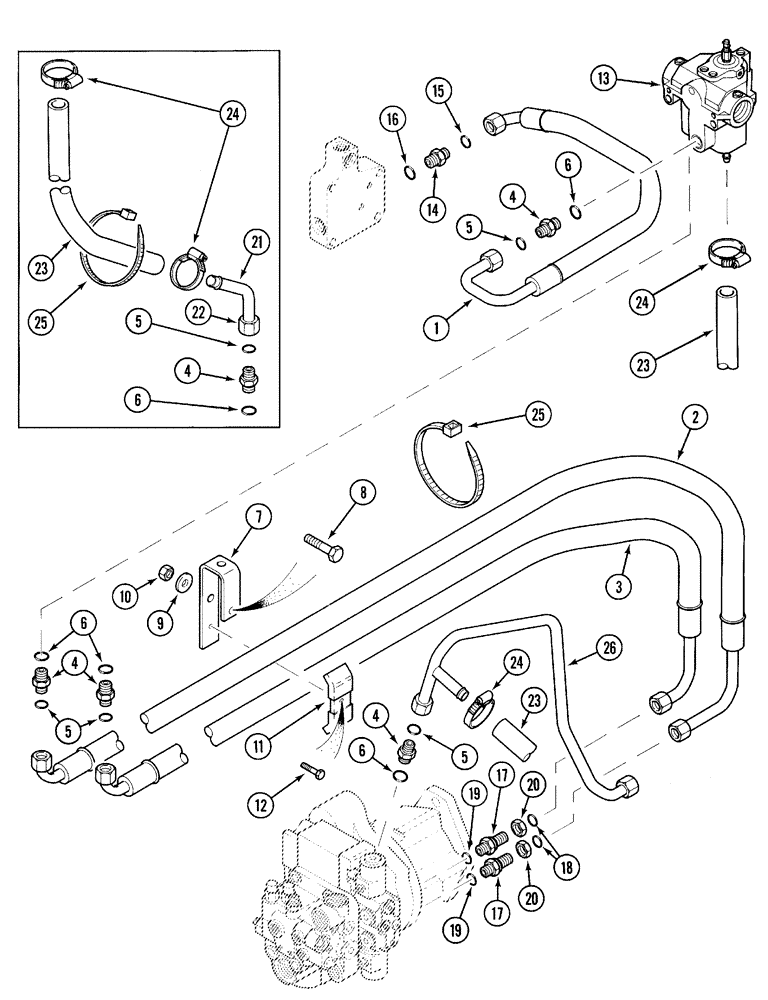 Схема запчастей Case IH 5120 - (8-26) - HYDRAULIC, INPUT CONTROL LINES (08) - HYDRAULICS