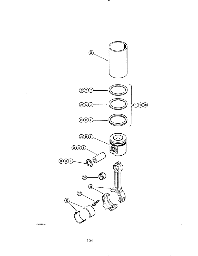 Схема запчастей Case IH 6590 - (104) - PISTONS, 6-590 ENGINE 