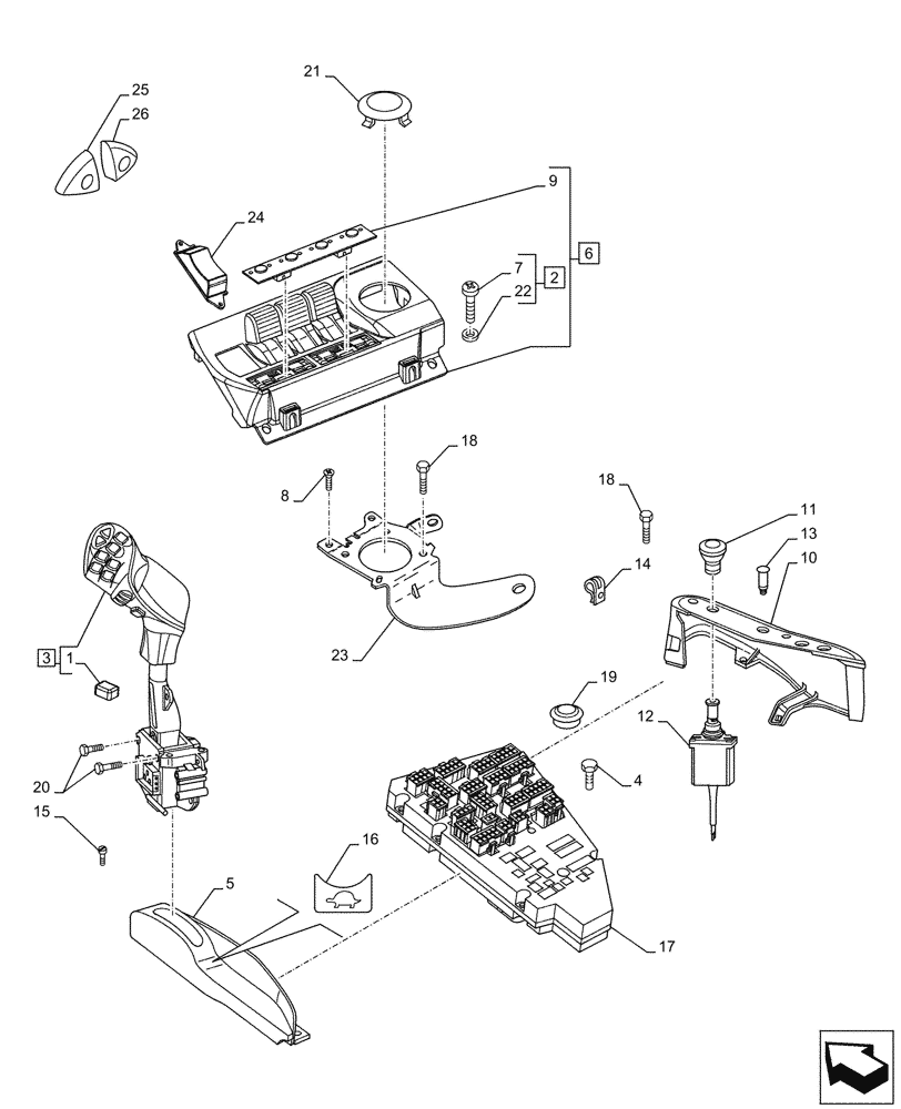 Схема запчастей Case IH PUMA 140 - (1.75.1[01]) - ARMREST CONTROL UNIT - ELECTRONIC CONTROLS AND ELECTRONIC CONTROL UNIT (06) - ELECTRICAL SYSTEMS