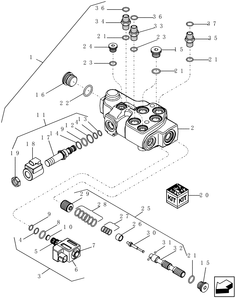 Схема запчастей Case IH 9230 - (18.100.03) - PTO, VALVE - CLUTCH CONTROL (18) - CLUTCH