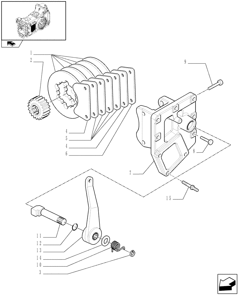 Схема запчастей Case IH PUMA 125 - (1.65.5[01A]) - PARKING BRAKE - D6834 (05) - REAR AXLE