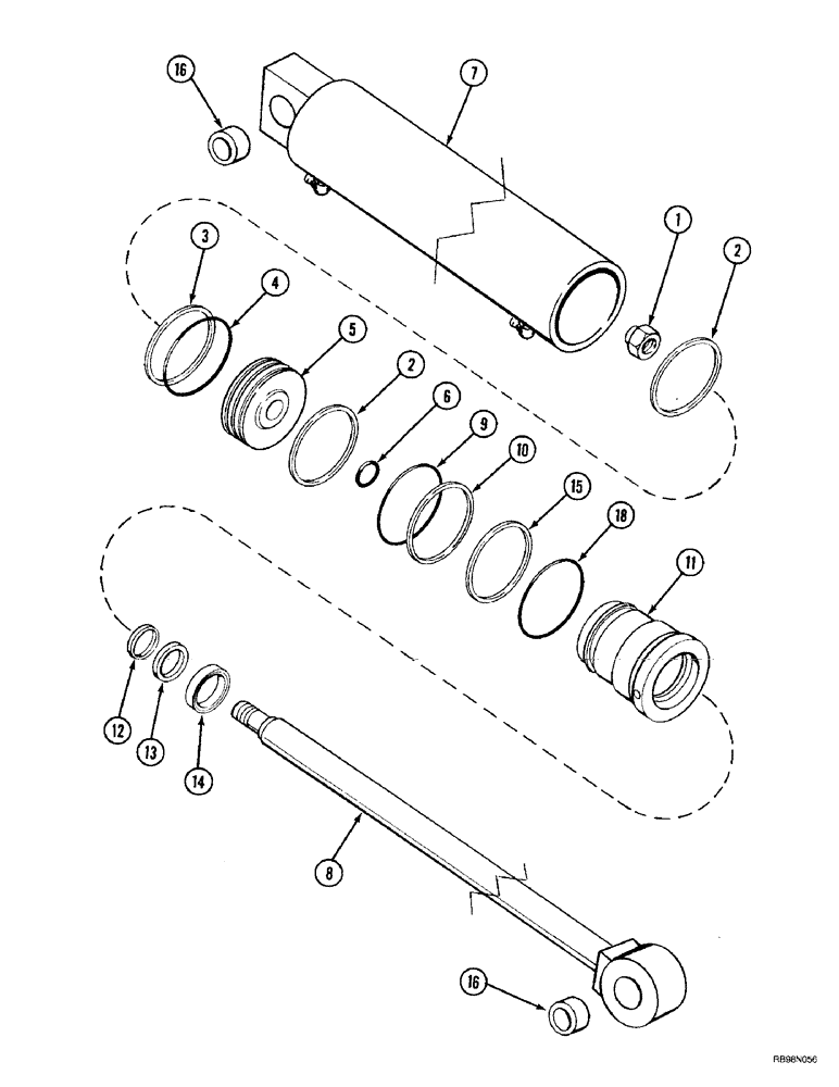 Схема запчастей Case IH L750 - (8-50) - CYLINDER ASSY - BUCKET (L750), 82.55 MM (3.25 IN) ID X 495 (19.5 IN) STRK (08) - HYDRAULICS