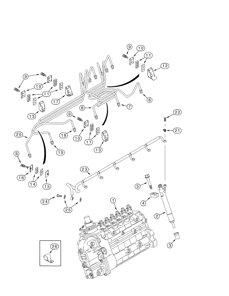 Схема запчастей Case IH MX210 - (03-01) - FUEL INJECTION SYSTEM, MX210 AND MX230 (03) - FUEL SYSTEM