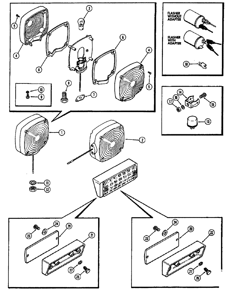 Схема запчастей Case IH 1370 - (072) - FLASHER LAMP (04) - ELECTRICAL SYSTEMS