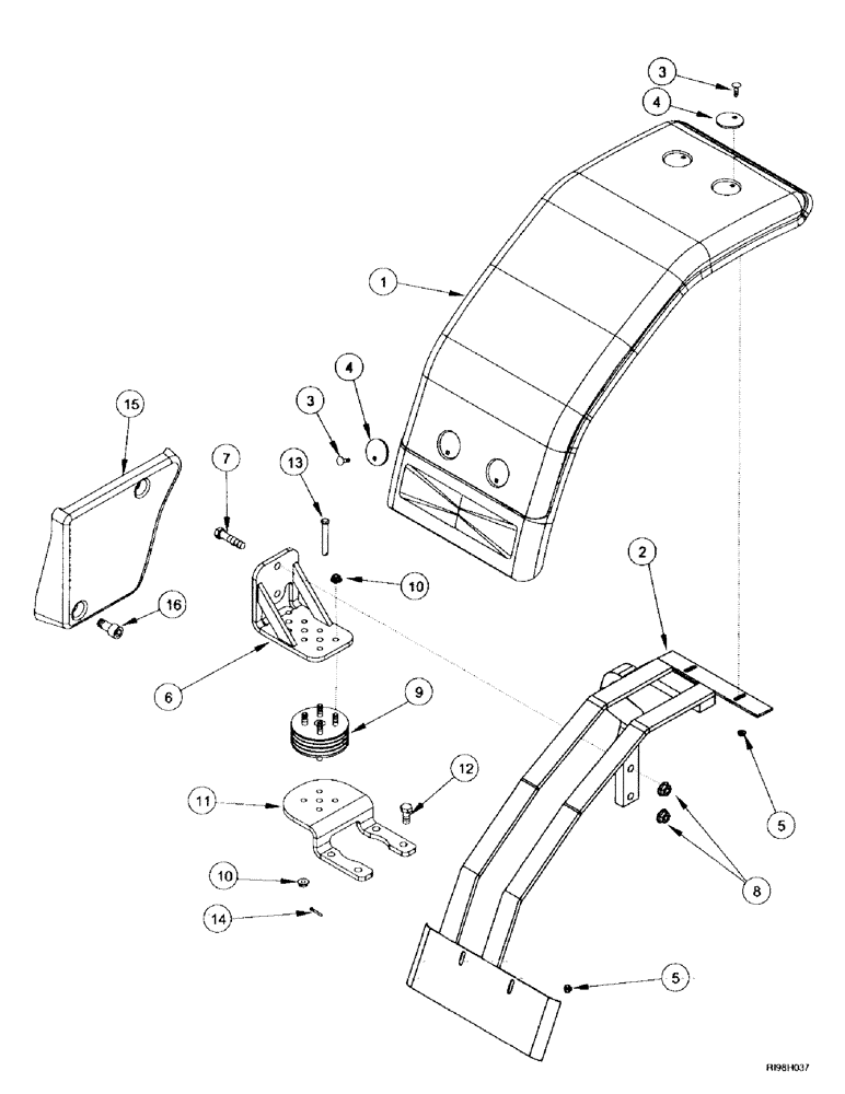 Схема запчастей Case IH MX240 - (9-014) - FENDERS, FRONT, NARROW (09) - CHASSIS/ATTACHMENTS