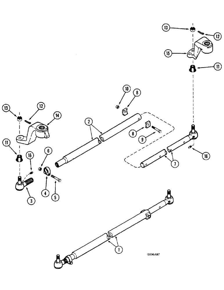 Схема запчастей Case IH 1660 - (5-30) - STEERING TIE ROD, ADJUSTABLE AXLE, EXCEPT POWER GUIDE AXLE,EXCEPT RICE COMBINE (04) - STEERING