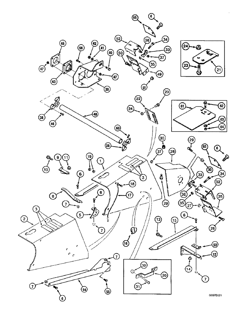 Схема запчастей Case IH 2166 - (9A-31C) - FEEDER, JACKSHAFT DRIVE SHIELDS, COMBINE P.I.N. JJC0182025 & AFTER (13) - FEEDER