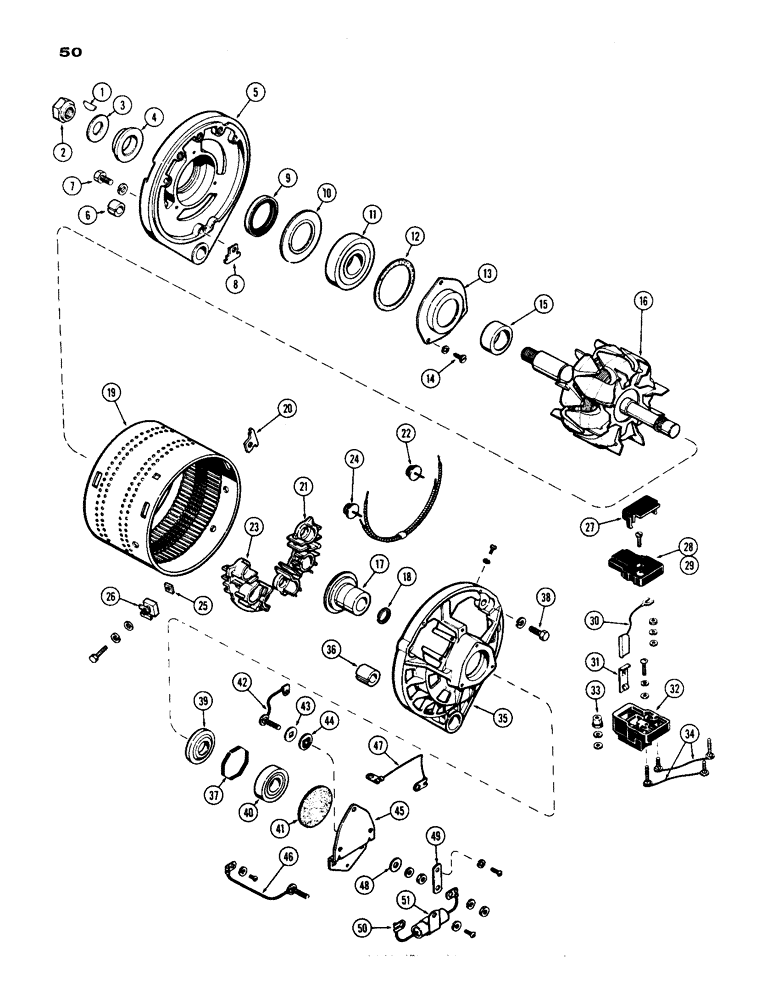 Схема запчастей Case IH 1200 - (050) - ALTERNATOR, (451) DIESEL ENGINE (04) - ELECTRICAL SYSTEMS