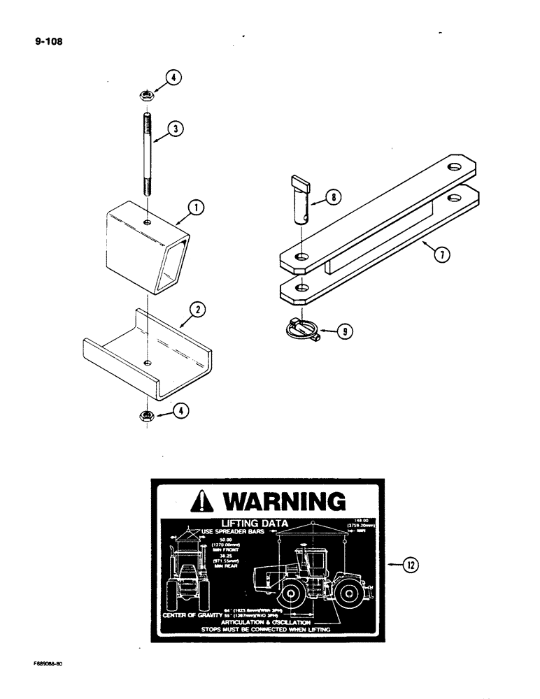 Схема запчастей Case IH 9170 - (9-108) - SHIPPING AND LIFTING ACCESSORIES (09) - CHASSIS/ATTACHMENTS
